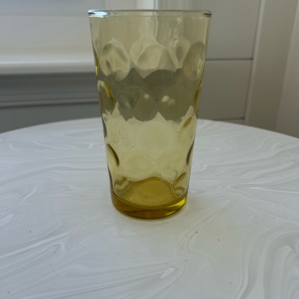 ❤️⭐️ Vintage  Hazel Atlas Amber Gold Yellow Optic Dot Glass Tumbler Replacement